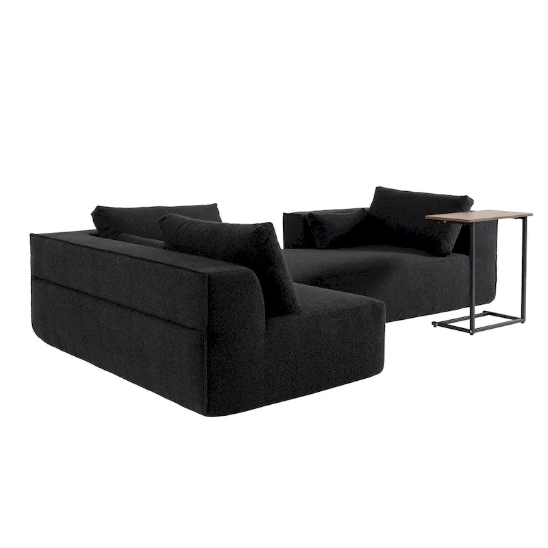 Canapé sectionnel modulaire en L avec table d'appoint, méridienne, assise large