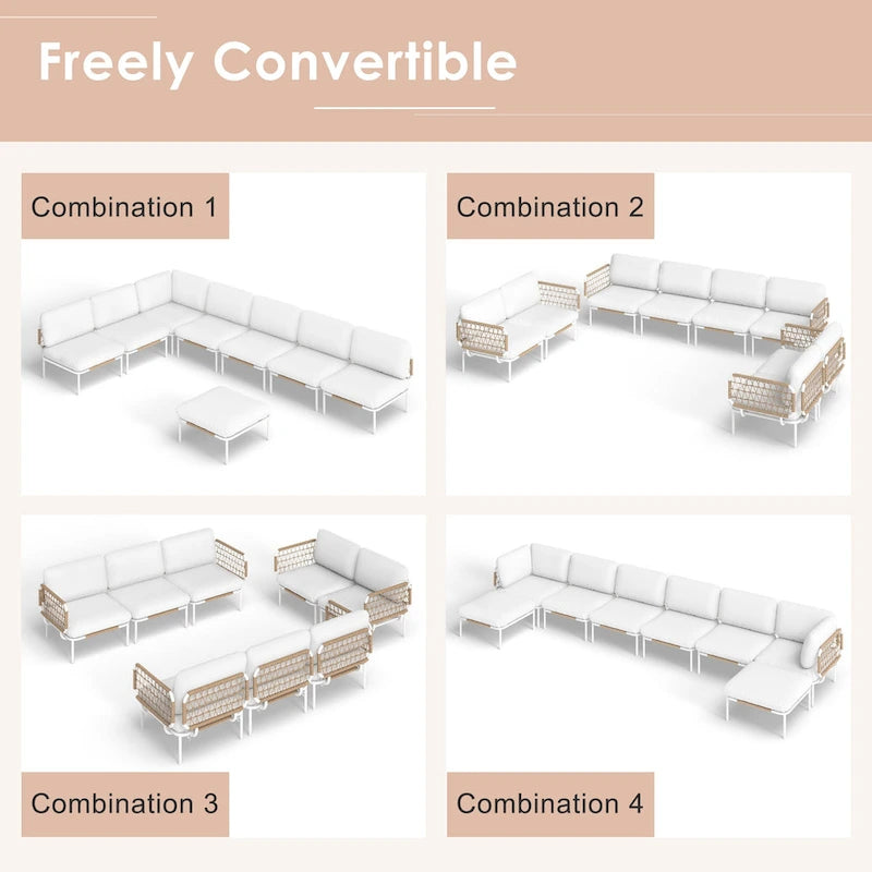 Ensemble de canapé d'angle d'extérieur avec coussins pour conversation