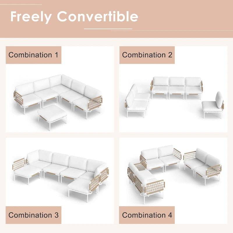 Ensemble de canapé d'angle d'extérieur avec coussins pour conversation