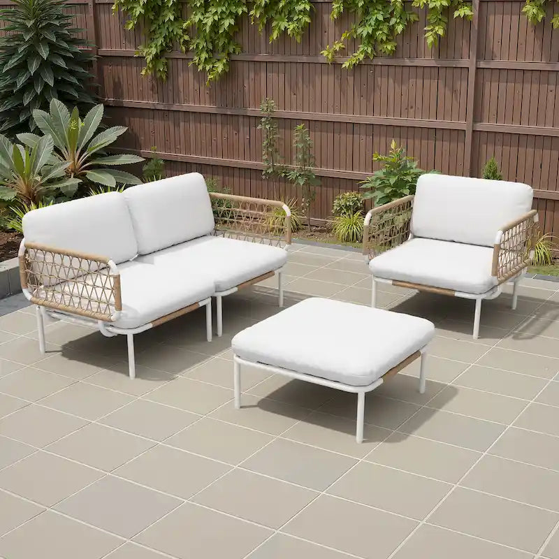 Ensemble de canapé d'angle d'extérieur avec coussins pour conversation