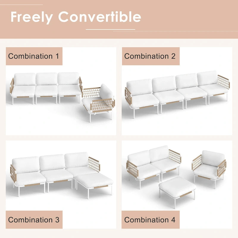 Ensemble de canapé d'angle d'extérieur avec coussins pour conversation