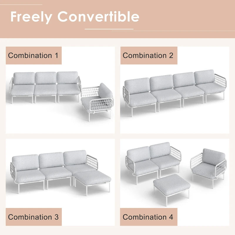 Ensemble de canapé d'angle d'extérieur avec coussins pour conversation