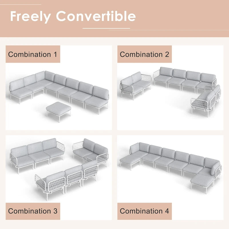 Ensemble de canapé d'angle d'extérieur avec coussins pour conversation