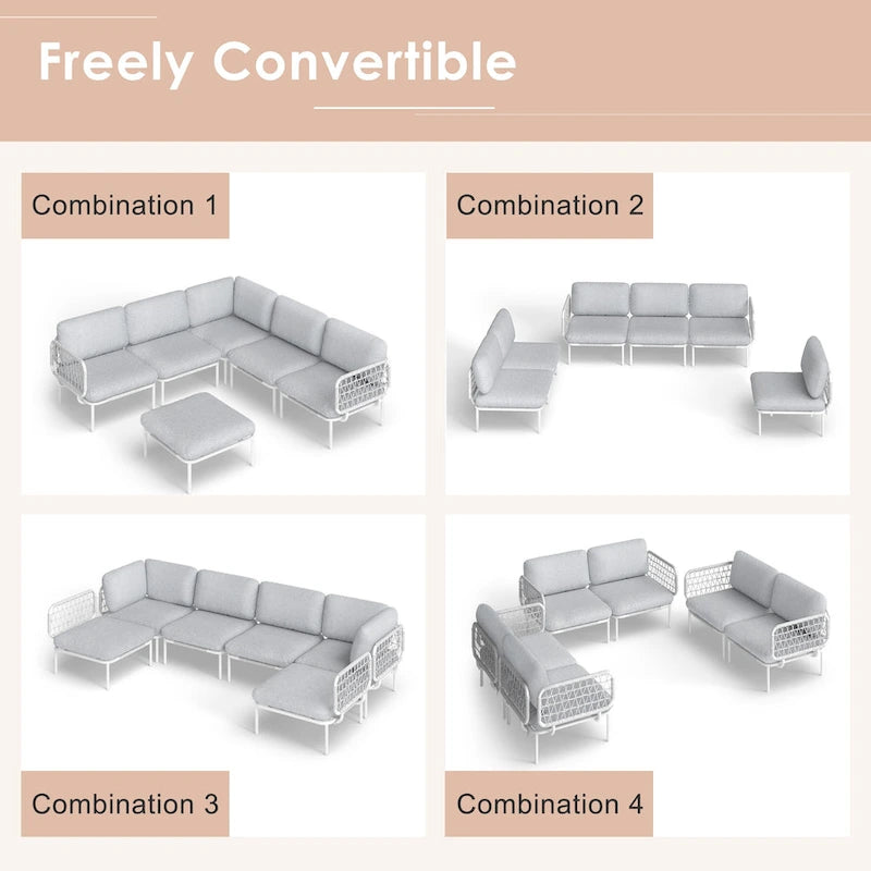 Ensemble de canapé d'angle d'extérieur avec coussins pour conversation