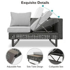 Ensemble de canapé d'angle d'extérieur en rotin 6 pièces avec siège réglable et table avec bac à glaçons