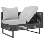 Ensemble de canapé d'angle d'extérieur en rotin 6 pièces avec siège réglable et table avec bac à glaçons
