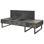 Ensemble de canapé d'angle d'extérieur en rotin 6 pièces avec siège réglable et table avec bac à glaçons
