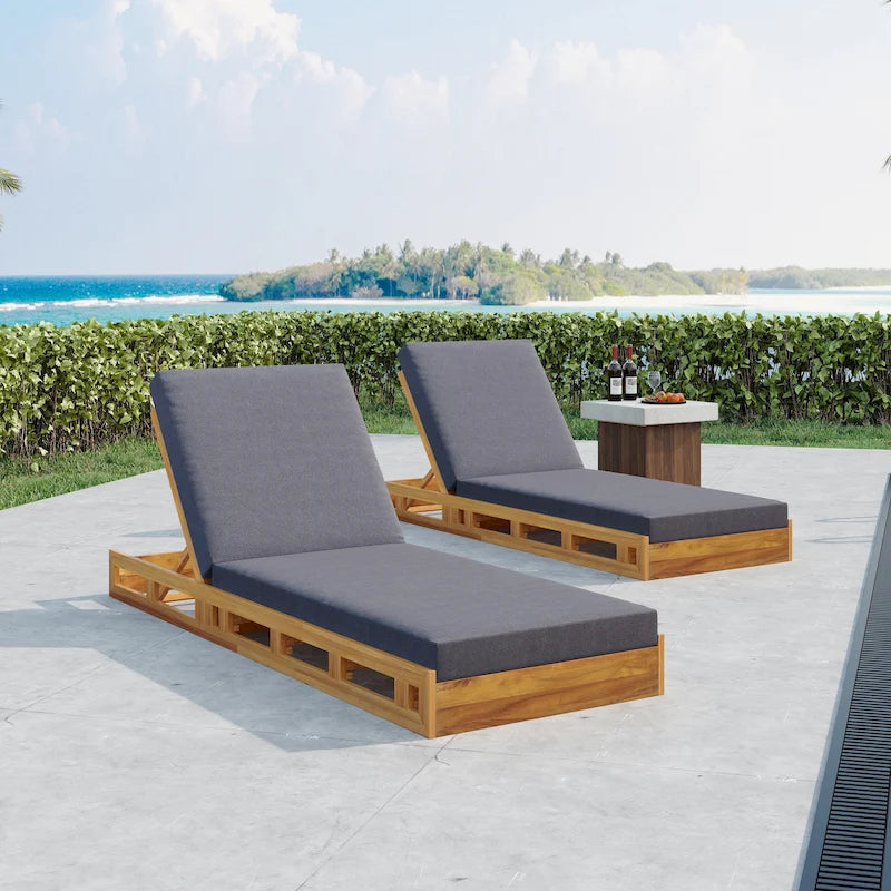 Christopher Knight Home - Ensemble de chaises longues de jardin en acacia Johnson