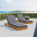 Christopher Knight Home - Ensemble de chaises longues de jardin en acacia Johnson