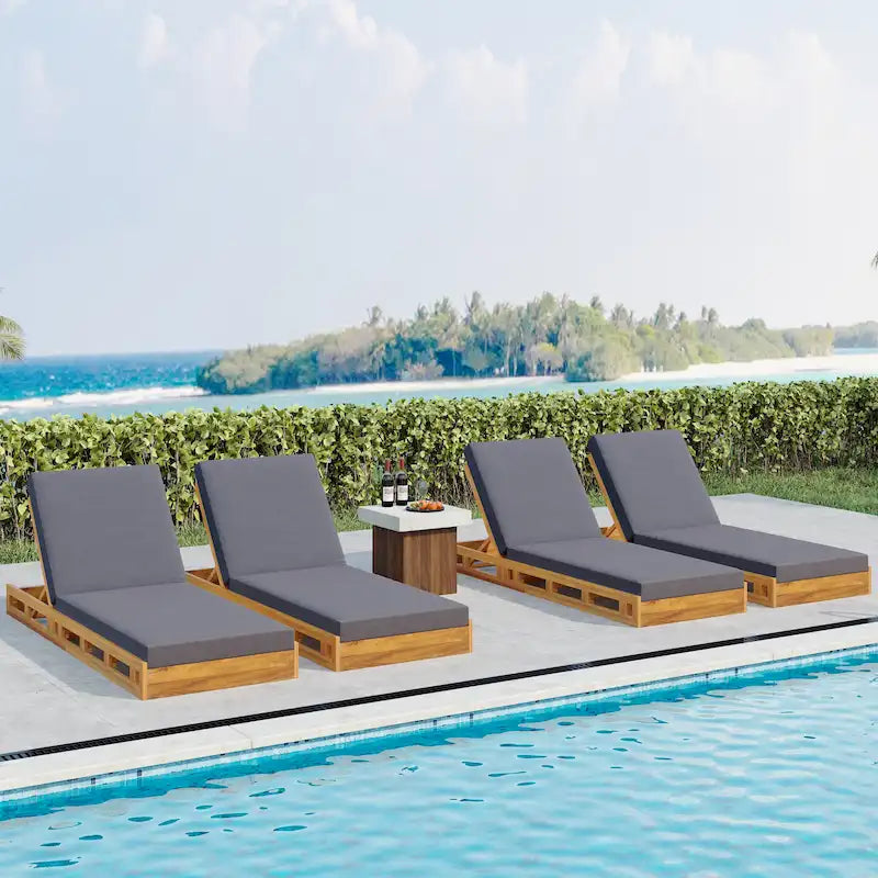 Christopher Knight Home - Ensemble de chaises longues de jardin en acacia Johnson