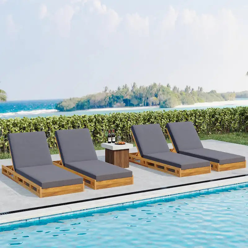 Christopher Knight Home - Ensemble de chaises longues de jardin en acacia Johnson
