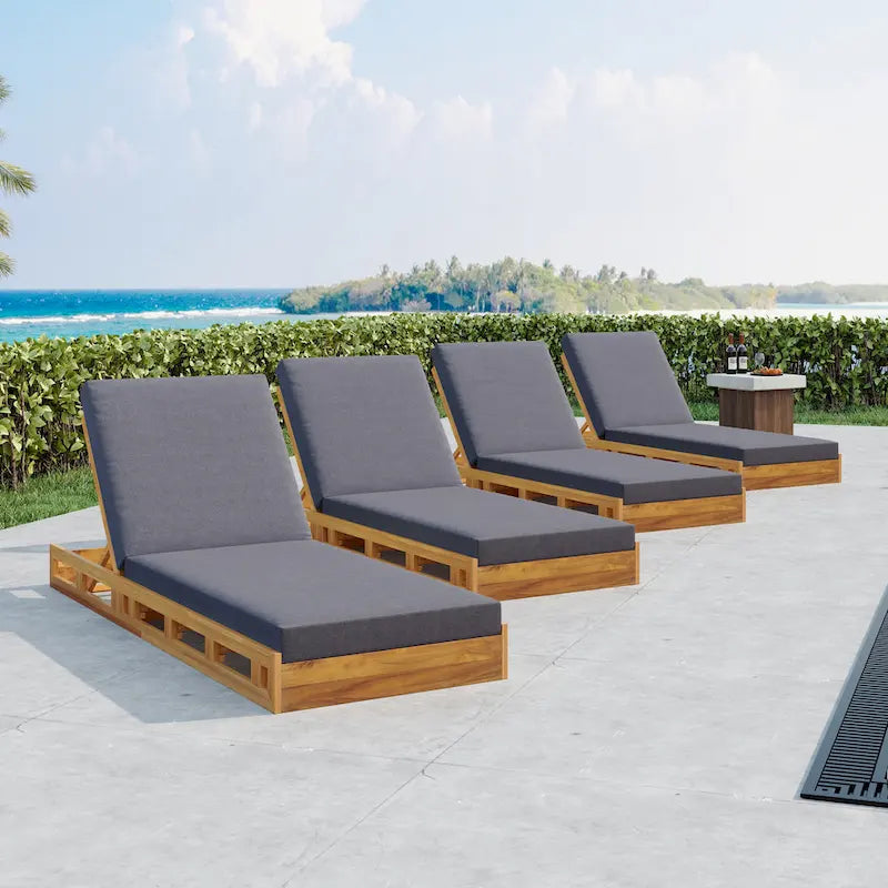 Christopher Knight Home - Ensemble de chaises longues de jardin en acacia Johnson