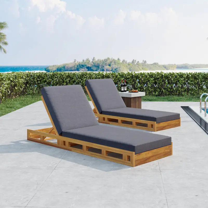 Christopher Knight Home - Ensemble de chaises longues de jardin en acacia Johnson