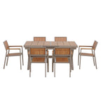 Ensemble de salle à manger d'extérieur extensible 7 pièces avec table extensible et 6 fauteuils