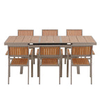 Ensemble de salle à manger d'extérieur extensible 7 pièces avec table extensible et 6 fauteuils