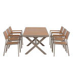 Ensemble de salle à manger d'extérieur extensible 7 pièces avec table extensible et 6 fauteuils