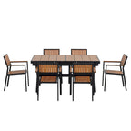 Ensemble de salle à manger d'extérieur extensible 7 pièces avec table extensible et 6 fauteuils