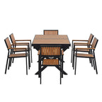 Ensemble de salle à manger d'extérieur extensible 7 pièces avec table extensible et 6 fauteuils
