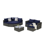 Ensemble de canapé modulaire d'extérieur 8 pièces en rotin pour patio avec table basse en verre trempé