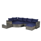 Ensemble de canapé modulaire d'extérieur 8 pièces en rotin pour patio avec table basse en verre trempé