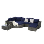 Ensemble de canapé modulaire d'extérieur 8 pièces en rotin pour patio avec table basse en verre trempé