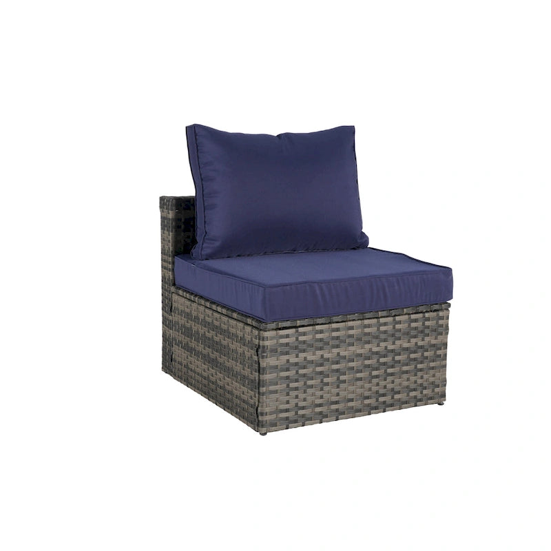 Ensemble de canapé modulaire d'extérieur 8 pièces en rotin pour patio avec table basse en verre trempé