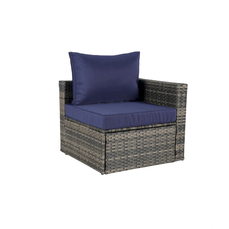 Ensemble de canapé modulaire d'extérieur 8 pièces en rotin pour patio avec table basse en verre trempé