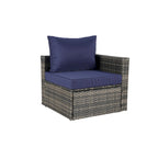 Ensemble de canapé modulaire d'extérieur 8 pièces en rotin pour patio avec table basse en verre trempé