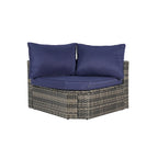 Ensemble de canapé modulaire d'extérieur 8 pièces en rotin pour patio avec table basse en verre trempé