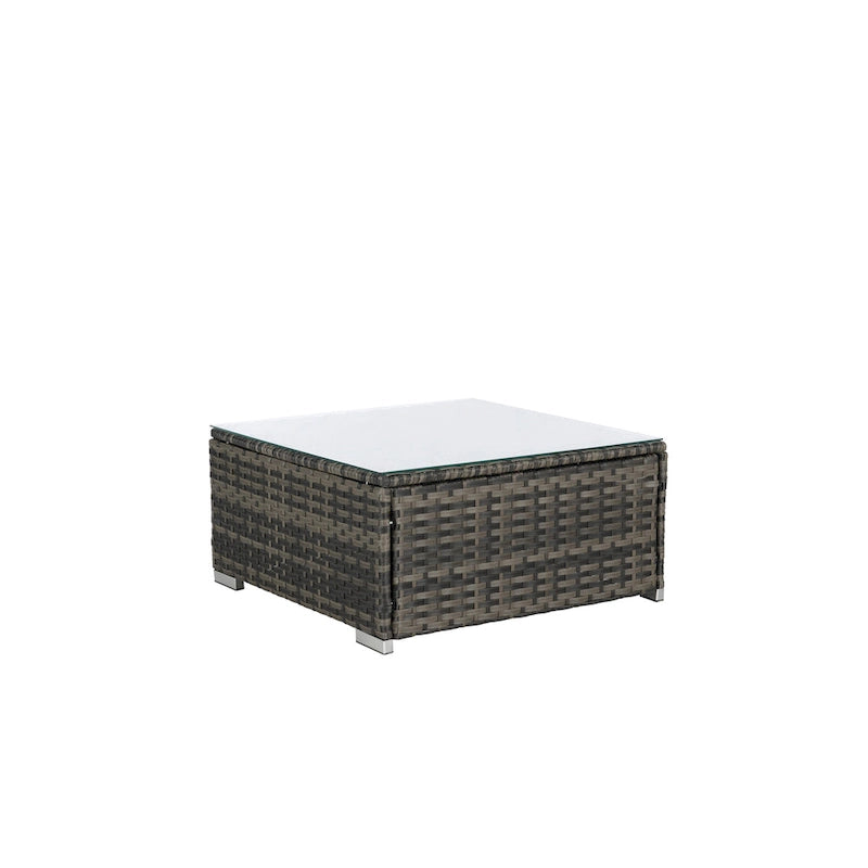 Ensemble de canapé modulaire d'extérieur 8 pièces en rotin pour patio avec table basse en verre trempé