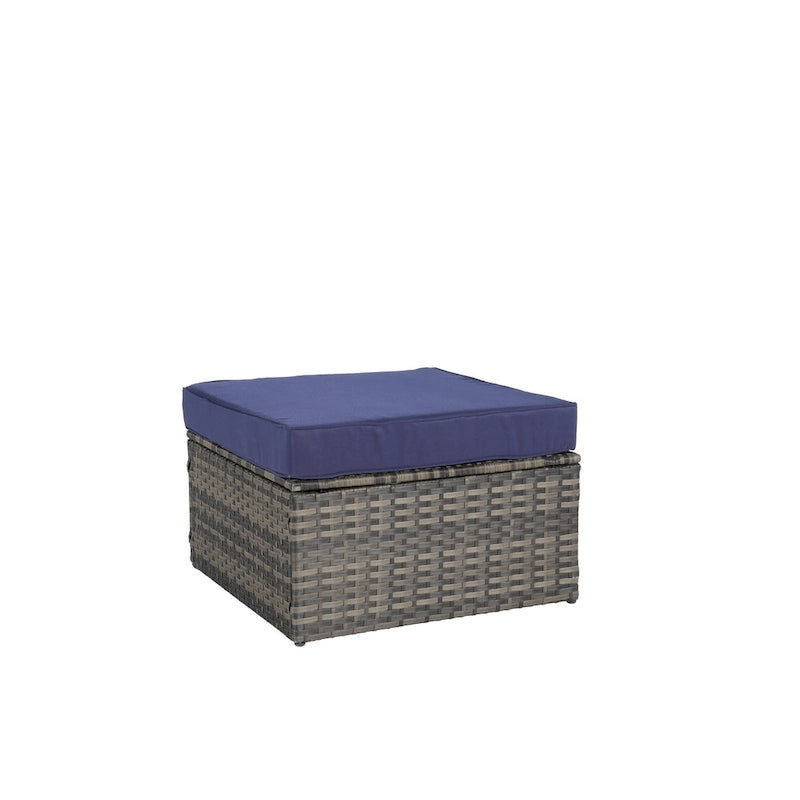 Ensemble de canapé modulaire d'extérieur 8 pièces en rotin pour patio avec table basse en verre trempé