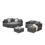 Ensemble de canapé modulaire d'extérieur 8 pièces en rotin pour patio avec table basse en verre trempé