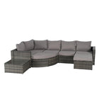 Ensemble de canapé modulaire d'extérieur 8 pièces en rotin pour patio avec table basse en verre trempé