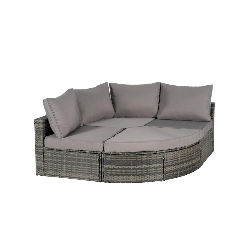 Ensemble de canapé modulaire d'extérieur 8 pièces en rotin pour patio avec table basse en verre trempé