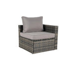 Ensemble de canapé modulaire d'extérieur 8 pièces en rotin pour patio avec table basse en verre trempé