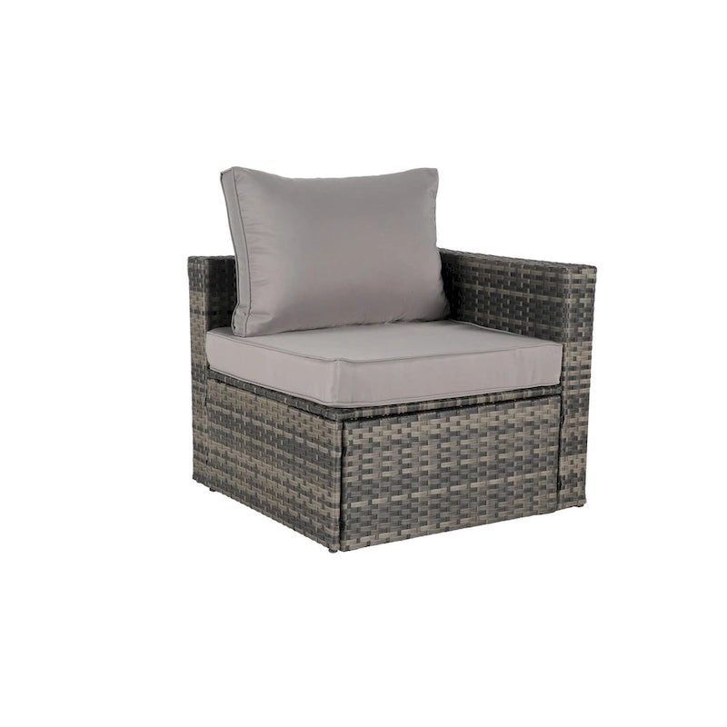 Ensemble de canapé modulaire d'extérieur 8 pièces en rotin pour patio avec table basse en verre trempé
