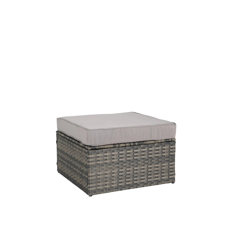 Ensemble de canapé modulaire d'extérieur 8 pièces en rotin pour patio avec table basse en verre trempé