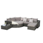 Ensemble de canapé modulaire d'extérieur 8 pièces en rotin pour patio avec table basse en verre trempé