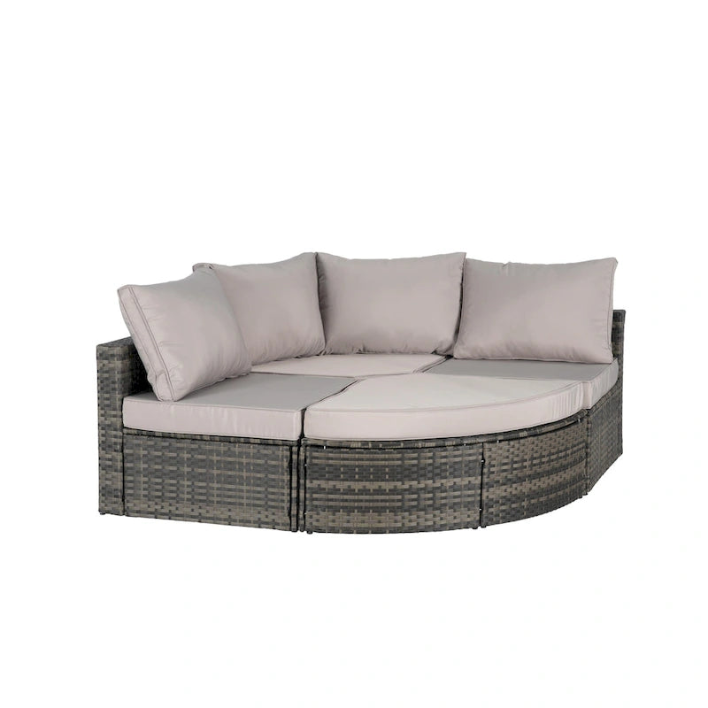 Ensemble de canapé modulaire d'extérieur 8 pièces en rotin pour patio avec table basse en verre trempé