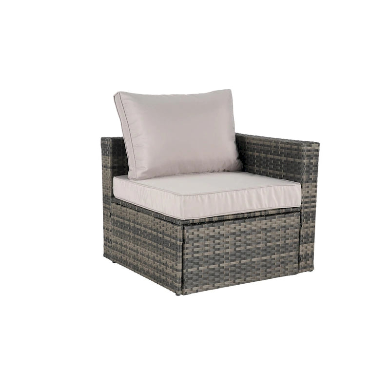 Ensemble de canapé modulaire d'extérieur 8 pièces en rotin pour patio avec table basse en verre trempé