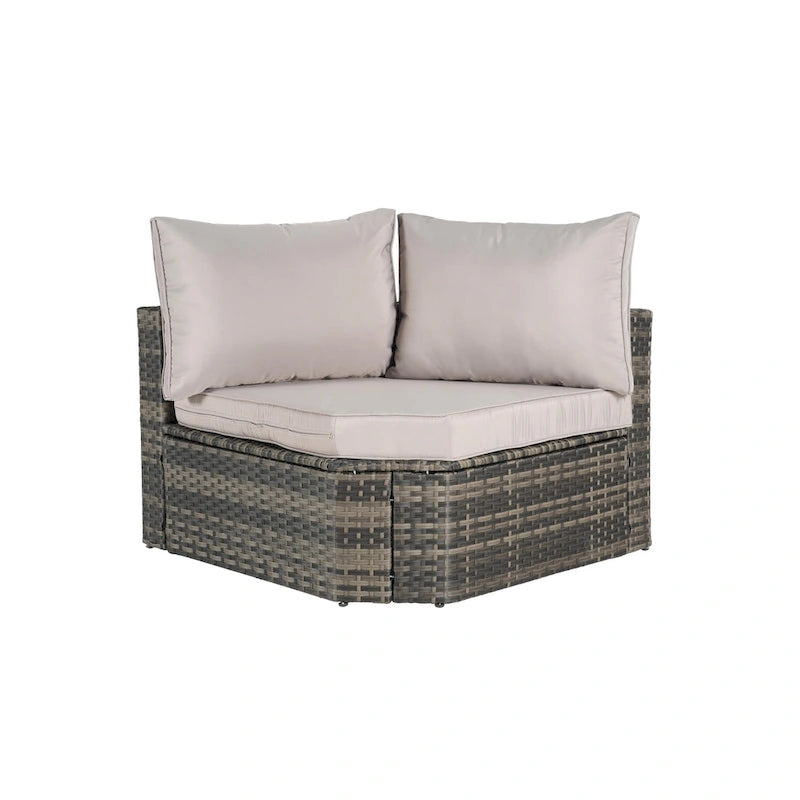 Ensemble de canapé modulaire d'extérieur 8 pièces en rotin pour patio avec table basse en verre trempé