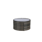 Ensemble de canapés de patio d'extérieur demi-lune 7 pièces avec table basse en verre trempé