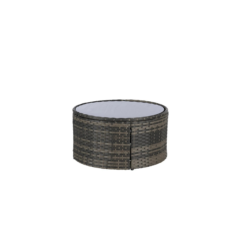 Ensemble de canapés de patio d'extérieur demi-lune 7 pièces avec table basse en verre trempé