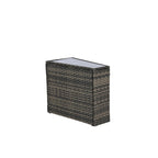 Ensemble de canapés de patio d'extérieur demi-lune 7 pièces avec table basse en verre trempé
