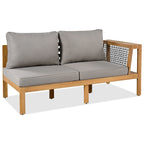 Ensemble de canapé d'angle en acacia 4 pièces avec table basse et table d'appoint