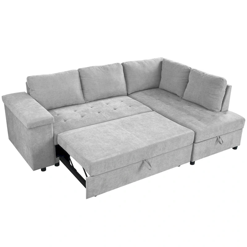 Canapé-lit d'angle 4 places avec lit gigogne et rangement, 91,5 po