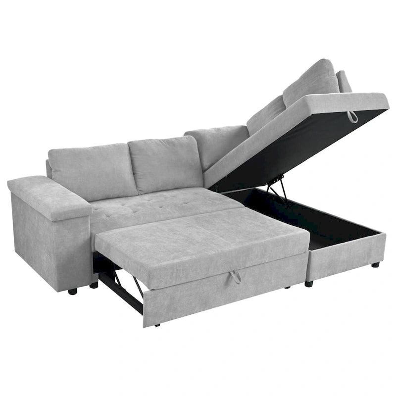 Canapé-lit d'angle 4 places avec lit gigogne et rangement, 91,5 po