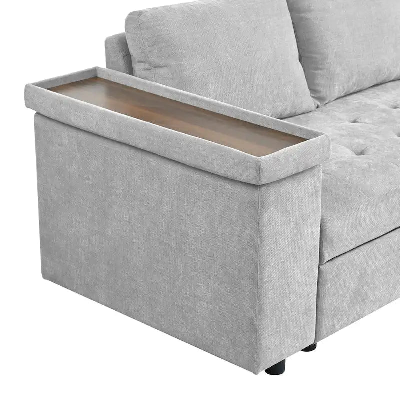 Canapé-lit d'angle 4 places avec lit gigogne et rangement, 91,5 po