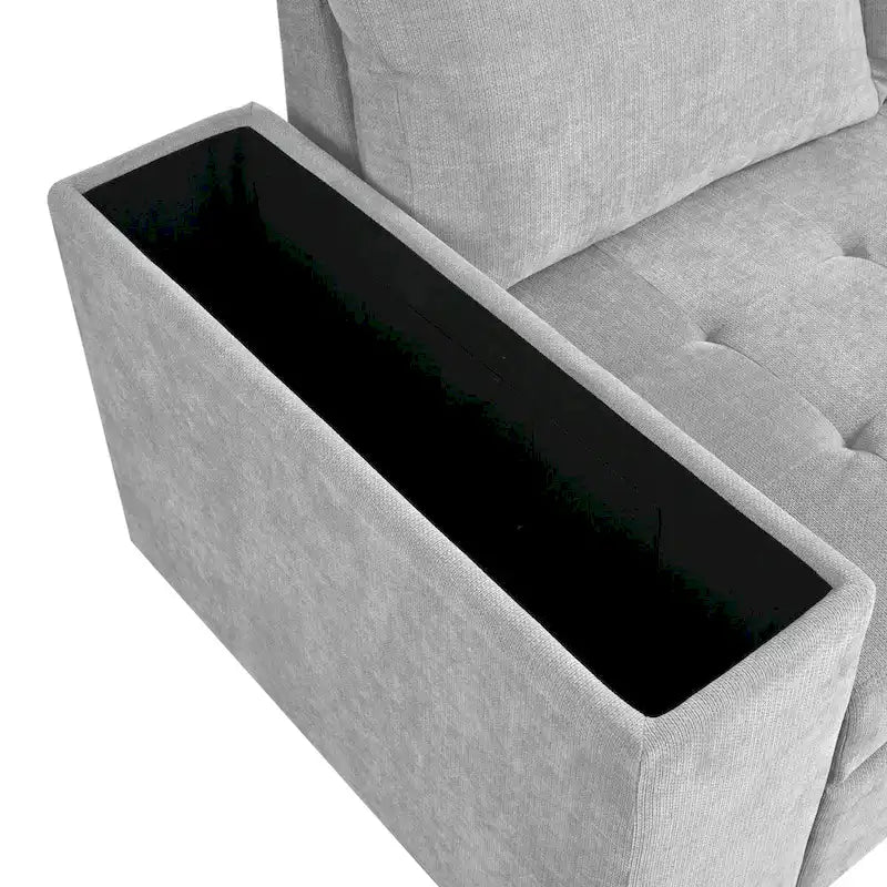 Canapé-lit d'angle 4 places avec lit gigogne et rangement, 91,5 po