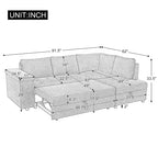 Canapé-lit d'angle 4 places avec lit gigogne et rangement, 91,5 po